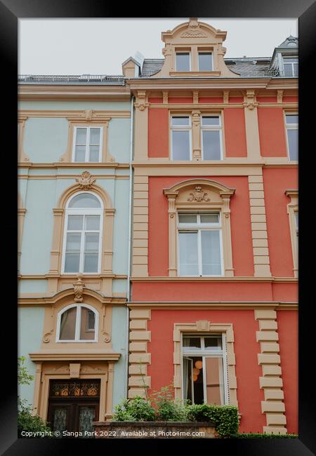 Facade of colorful building in Frankfurt Framed Print by Sanga Park