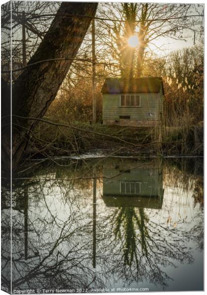 Serene Riverside Retreat Canvas Print by Terry Newman