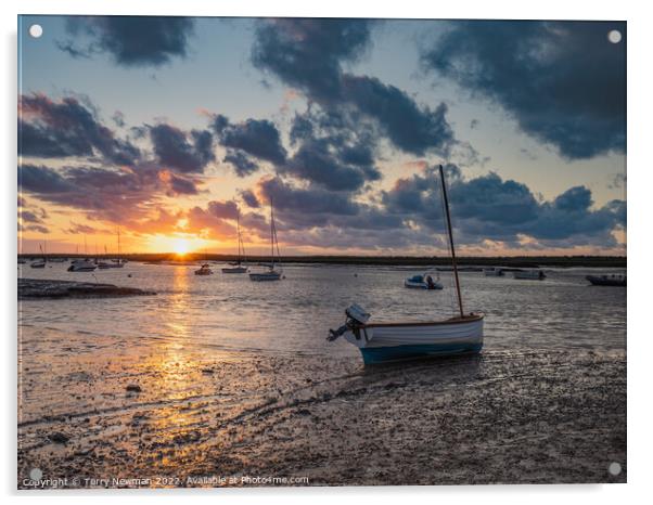 Serene sunset at Brancaster Staithe Acrylic by Terry Newman