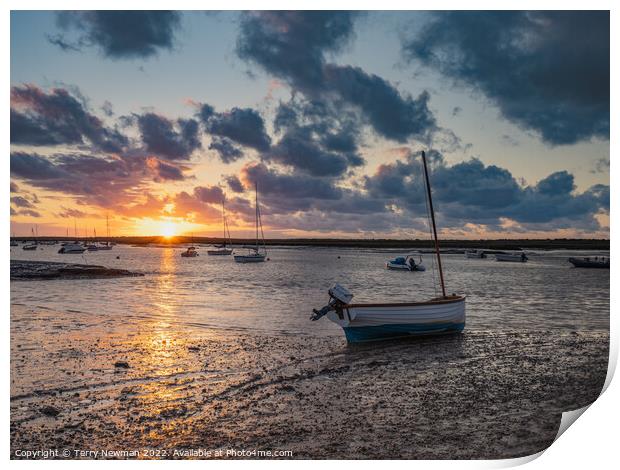 Serene sunset at Brancaster Staithe Print by Terry Newman