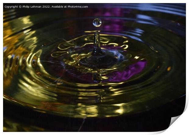 Water Droplet Gold 1 Print by Philip Lehman