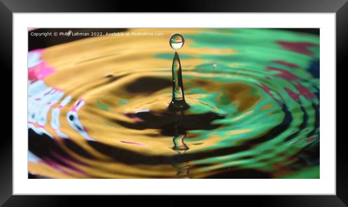 Water Droplet yellow & Green  Framed Mounted Print by Philip Lehman