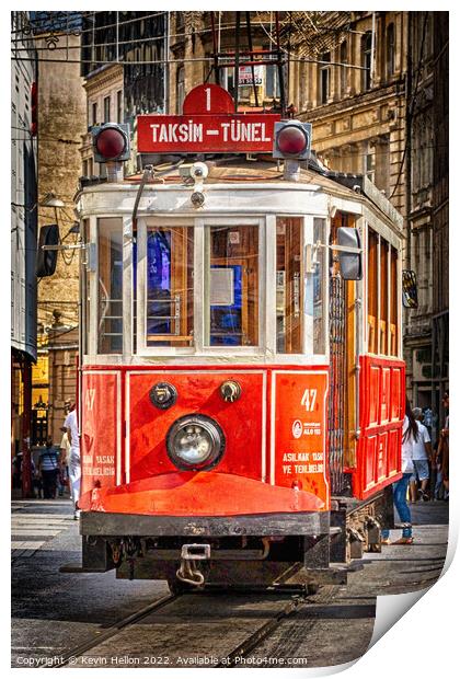 Old tram in Beyoglu, Istanbul, Turkey Print by Kevin Hellon