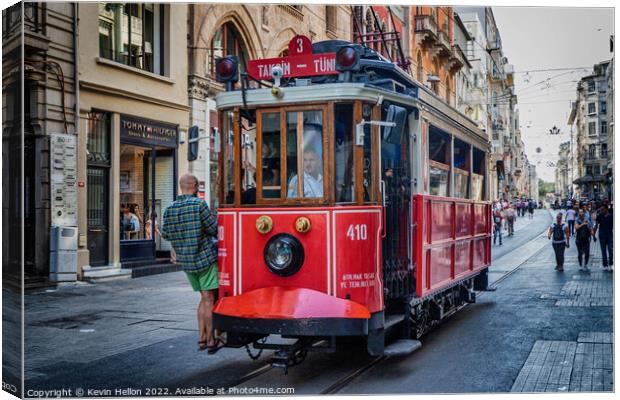 Old tram in Beyoglu, Istanbul, Turkey Canvas Print by Kevin Hellon