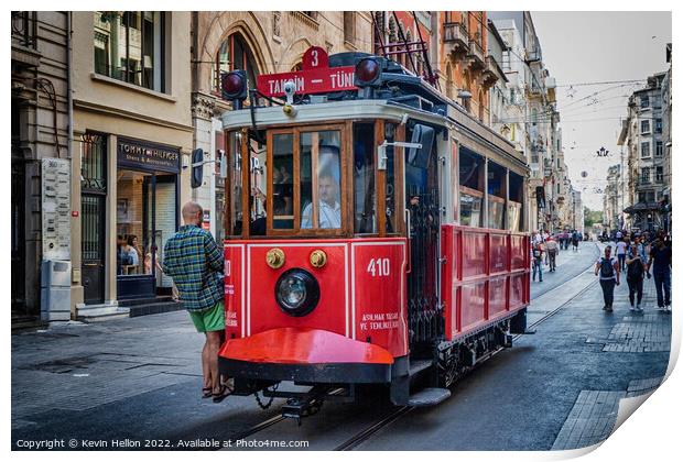 Old tram in Beyoglu, Istanbul, Turkey Print by Kevin Hellon