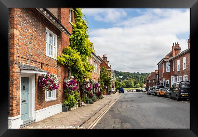 View down New Street looking towards the river, Henley on Thames Framed Print by Kevin Hellon