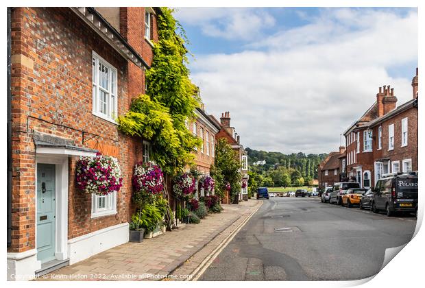 View down New Street looking towards the river, Henley on Thames Print by Kevin Hellon