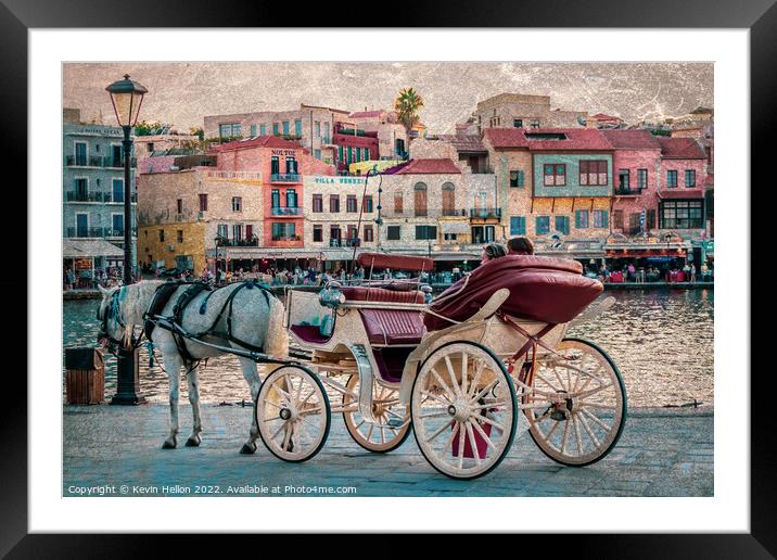 Horse and carriage nect to the old Venetian Harbou Framed Mounted Print by Kevin Hellon