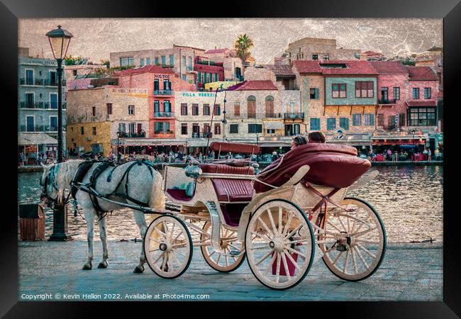 Horse and carriage nect to the old Venetian Harbou Framed Print by Kevin Hellon