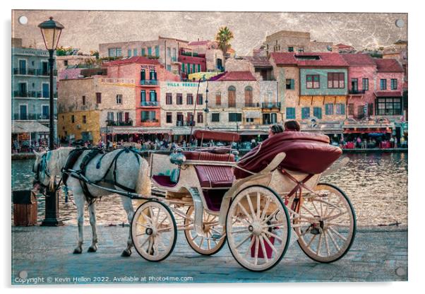Horse and carriage nect to the old Venetian Harbou Acrylic by Kevin Hellon