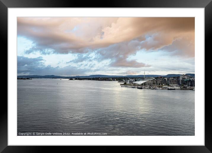 Oslo fjord in Norway at sunset Framed Mounted Print by Sergio Delle Vedove