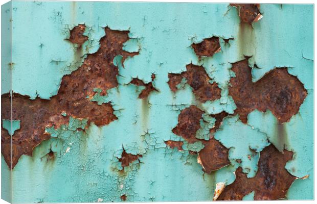Rusty Metal Background With Peeling Paint Canvas Print by Artur Bogacki