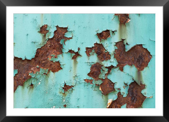 Rusty Metal Background With Peeling Paint Framed Mounted Print by Artur Bogacki