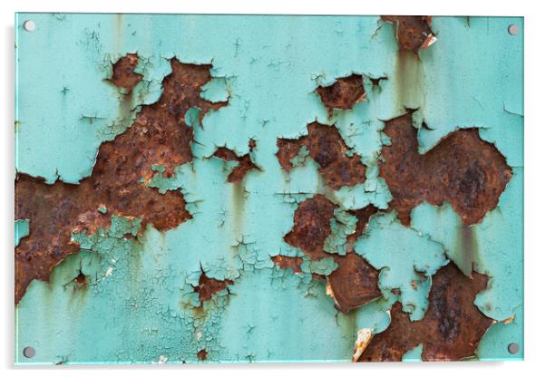 Rusty Metal Background With Peeling Paint Acrylic by Artur Bogacki
