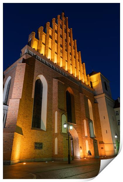 St John Archcathedral In Warsaw At Night Print by Artur Bogacki