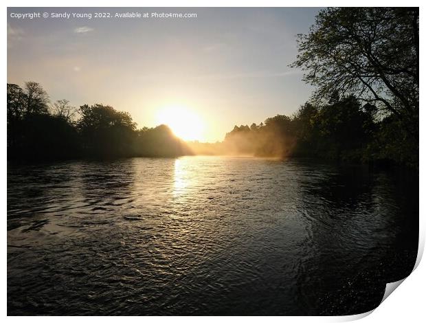 Majestic Sunrise Over the River Tay Print by Sandy Young