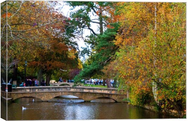 Autumn Trees Bourton on the Water Cotswolds Canvas Print by Andy Evans Photos