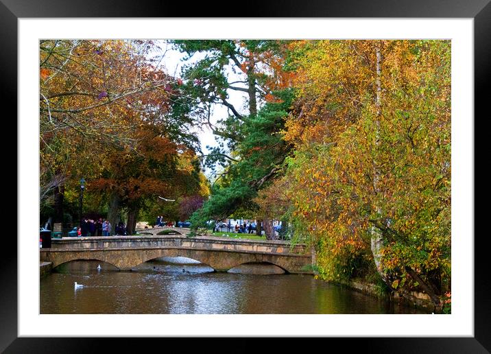 Autumn Trees Bourton on the Water Cotswolds Framed Mounted Print by Andy Evans Photos