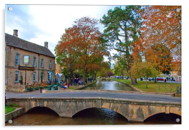 Autumn Trees Bourton on the Water Cotswolds Acrylic by Andy Evans Photos