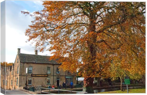 Autumn Trees Bourton on the Water Cotswolds Canvas Print by Andy Evans Photos