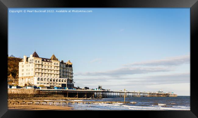 Llandudno Pier and Grand Hotel from North Beach Framed Print by Pearl Bucknall
