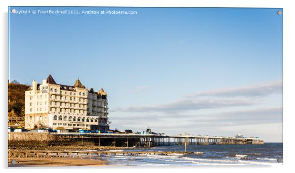 Llandudno Pier and Grand Hotel from North Beach Acrylic by Pearl Bucknall