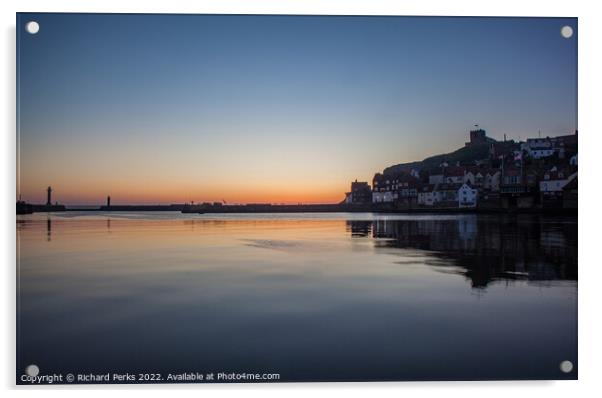 Whitby Dawn Reflections Acrylic by Richard Perks