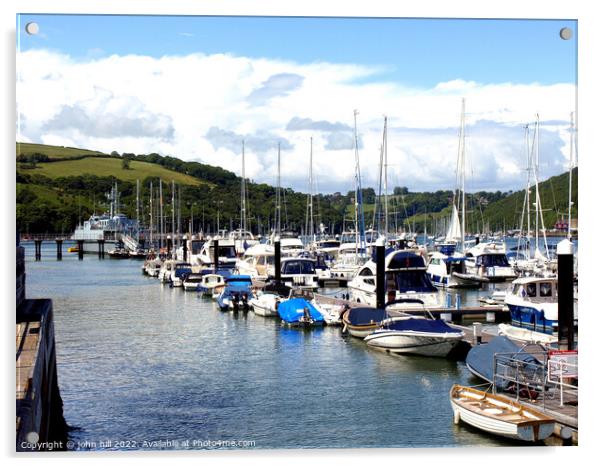 Marina, River Dart, Dartmouth, Devon. Acrylic by john hill