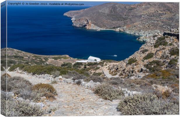 Folegandros Path to the beach Canvas Print by Jo Sowden