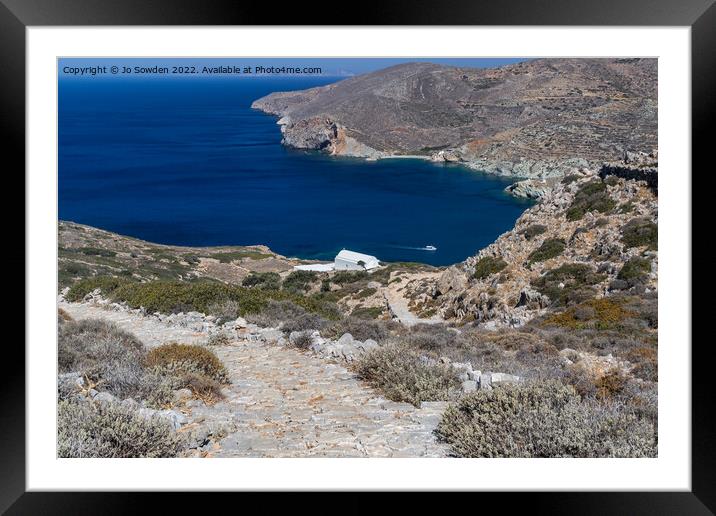 Folegandros Path to the beach Framed Mounted Print by Jo Sowden