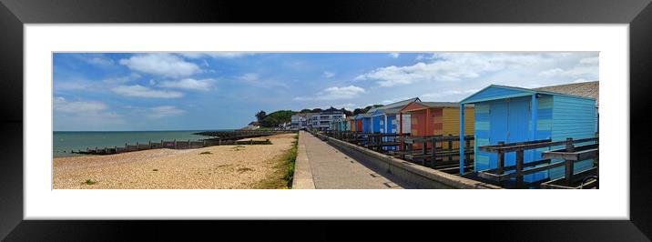 Whitstable Beach Hut Panorama Framed Mounted Print by Darren Galpin