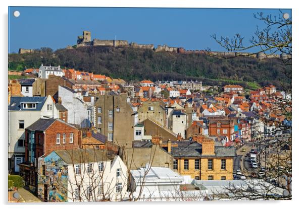 Scarborough Old Town and Castle Acrylic by Darren Galpin