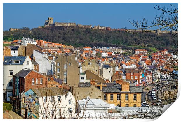 Scarborough Old Town and Castle Print by Darren Galpin