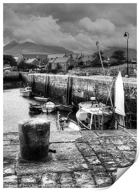 Sheltering in Annalong Harbour Print by David McFarland