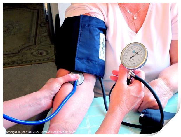 Taking blood pressure. Print by john hill