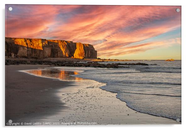 Sunset Seaham Beach Acrylic by David Lewins (LRPS)