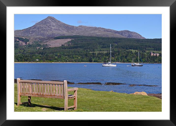 Peaceful Arran bench view Framed Mounted Print by Allan Durward Photography