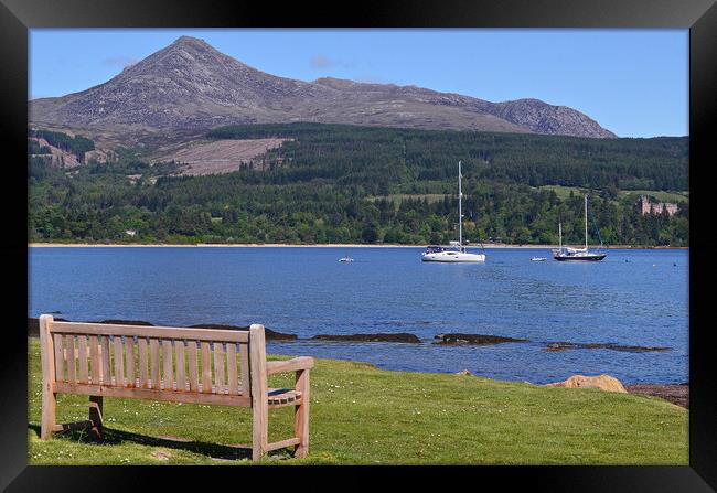 Peaceful Arran bench view Framed Print by Allan Durward Photography