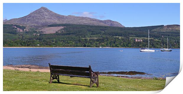 Brodick bay view of Goat Fell, Arran Print by Allan Durward Photography