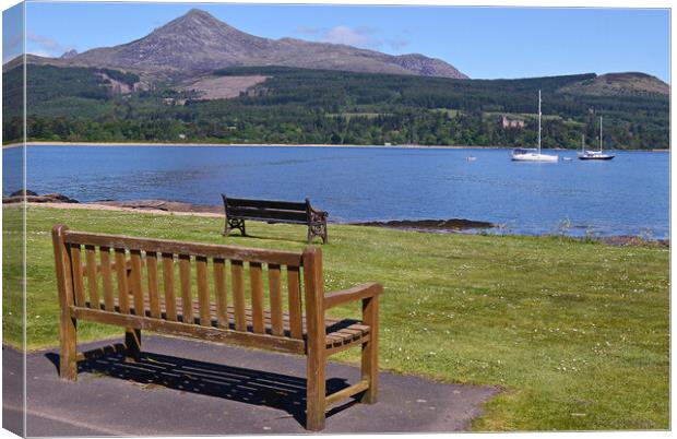 Brodick bench view Isle of Arran Canvas Print by Allan Durward Photography