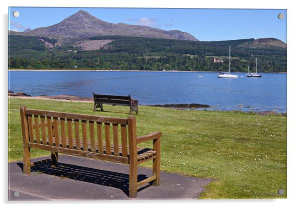 Brodick bench view Isle of Arran Acrylic by Allan Durward Photography