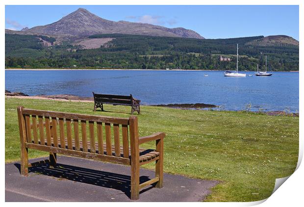 Brodick bench view Isle of Arran Print by Allan Durward Photography