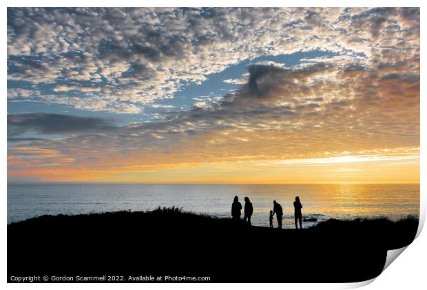 Sunset over Fistral Bay in Newquay in Cornwall. Print by Gordon Scammell