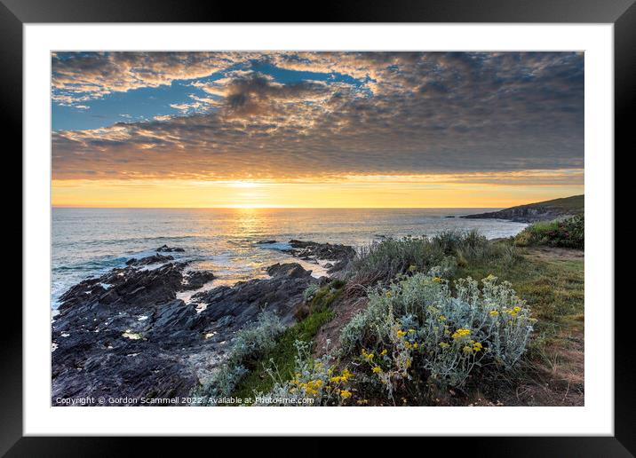 Sunset over Little Fistral in Newquay, Cornwall. Framed Mounted Print by Gordon Scammell