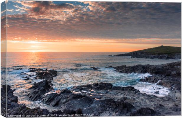 Sunset over Little Fistral in Newquay in Cornwall. Canvas Print by Gordon Scammell