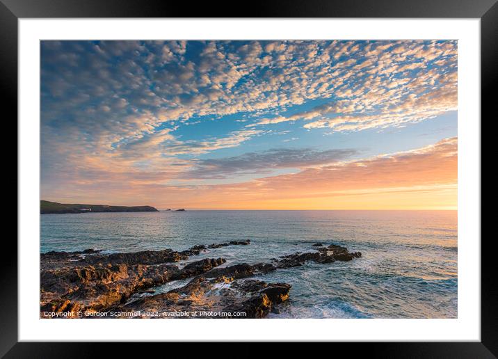 A golden sunset over Fistral Bay in Cornwall. Framed Mounted Print by Gordon Scammell