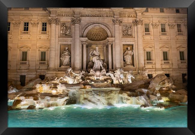 Trevi Fountain By Night In Rome Framed Print by Artur Bogacki