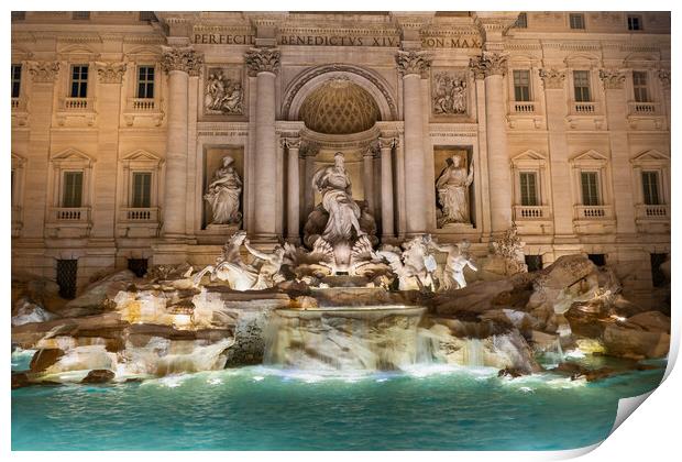 Trevi Fountain By Night In Rome Print by Artur Bogacki