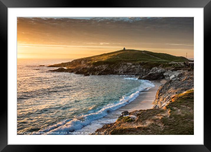 Golden sunset over Towan Head in Newquay, Cornwall Framed Mounted Print by Gordon Scammell