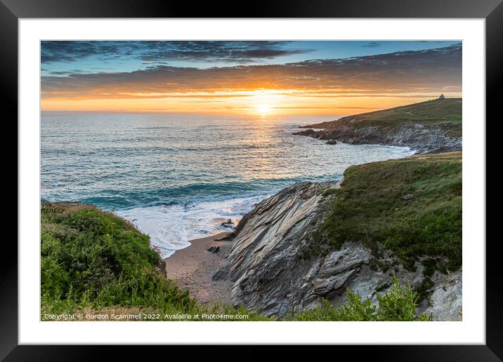 Sunset over Towan Head in Newquay in Cornwall. Framed Mounted Print by Gordon Scammell